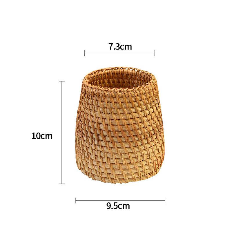 Handmade Wicker Flower Basket Organizer Natural Straw Vintage Rattan Vase Decorative Vases Desk Storage Container Home Decor