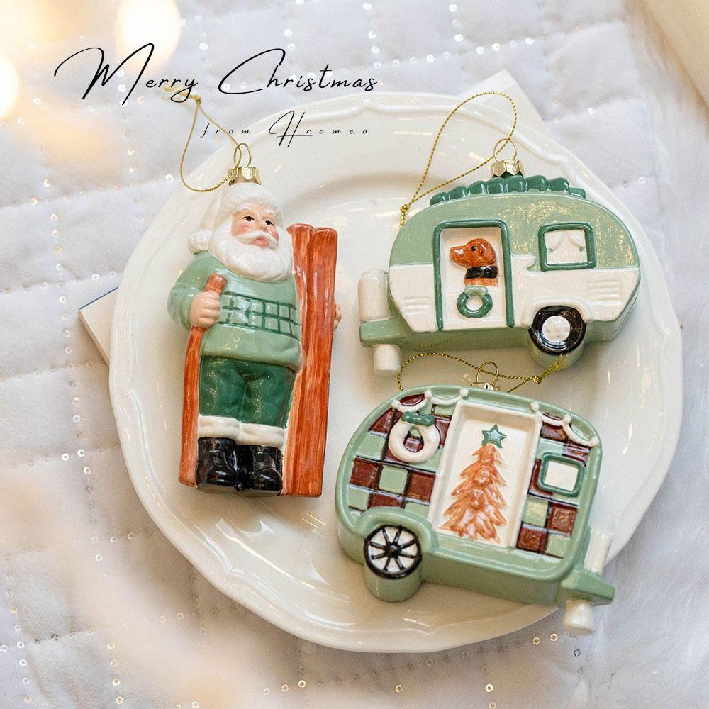 High Quality Green Christmas Hanging Decoration Plastic DIY Drop Pendant House Car Reusable Xmas Tree Ornament For Christmas