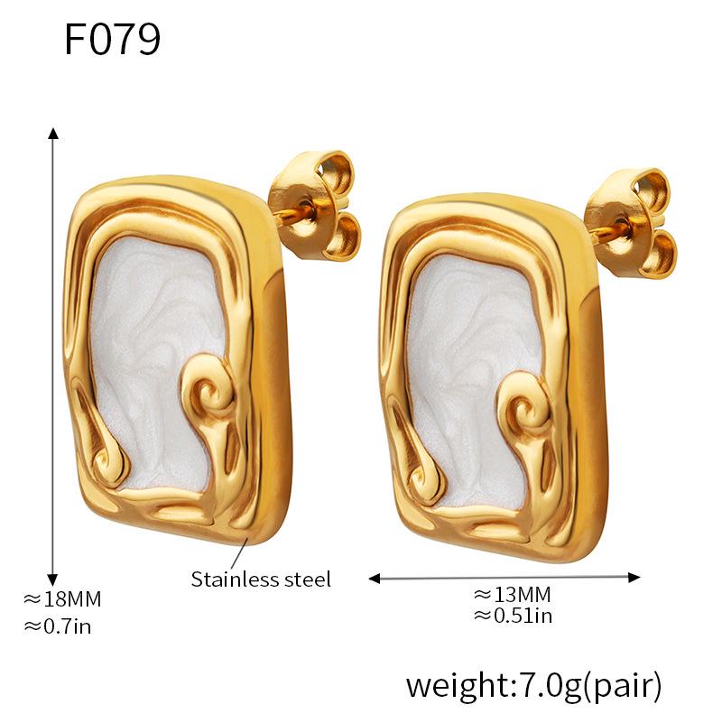 Qiong Yao Square Lace Enamel Drip Glaze Stud Earrings - Elegant Retro Fashion for Women