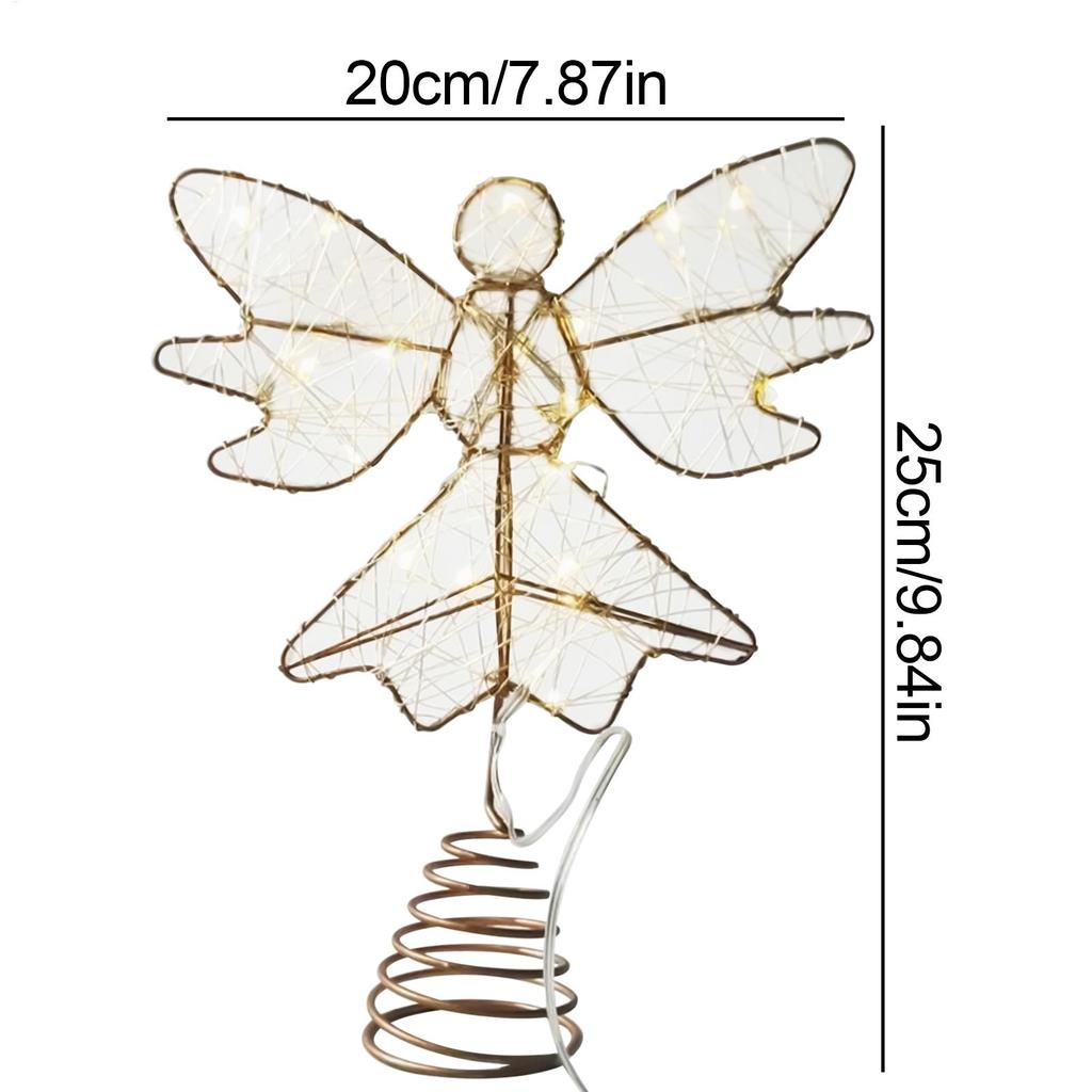 Christmas Tree Topper Lighted Glitter Angel Tree Decor for Indoor Battery Operated Figurines Holiday Decor for Garden Events
