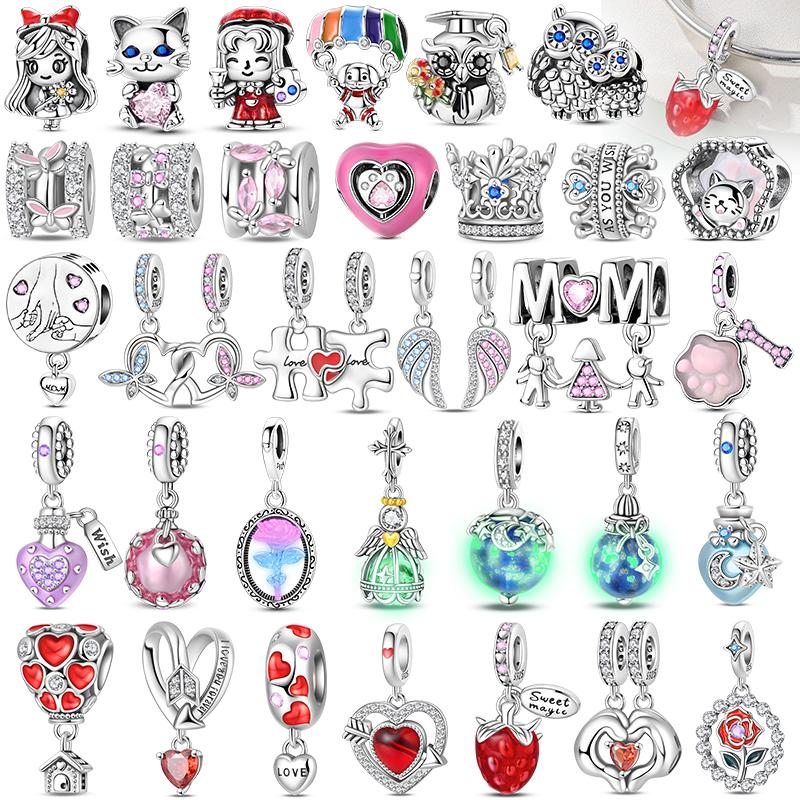 Neworiginalcopper Charm Bead Mother'S Day Love Heart Family Pendant Fits Bracelet Womens Jewelry Gift