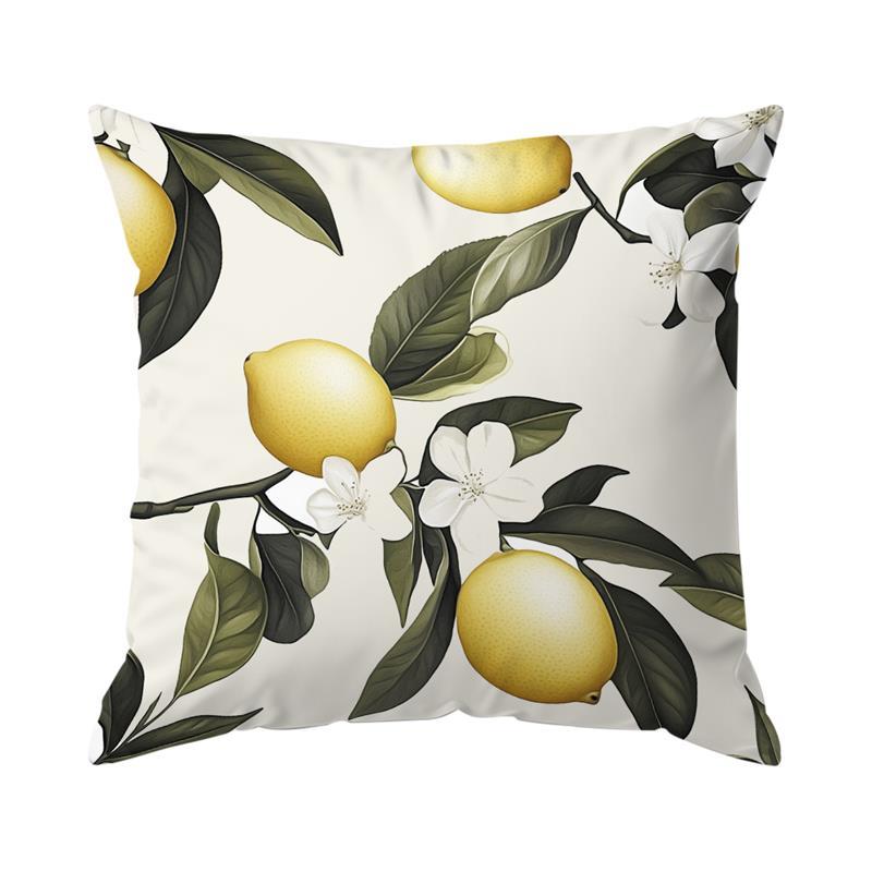

Home Decor Lemon and Blossom Pattern Decorative Pillow Covers Pattern Cushion Cover Suitable for Sofa Bedroom Car Pillow Cover 16x16Inch