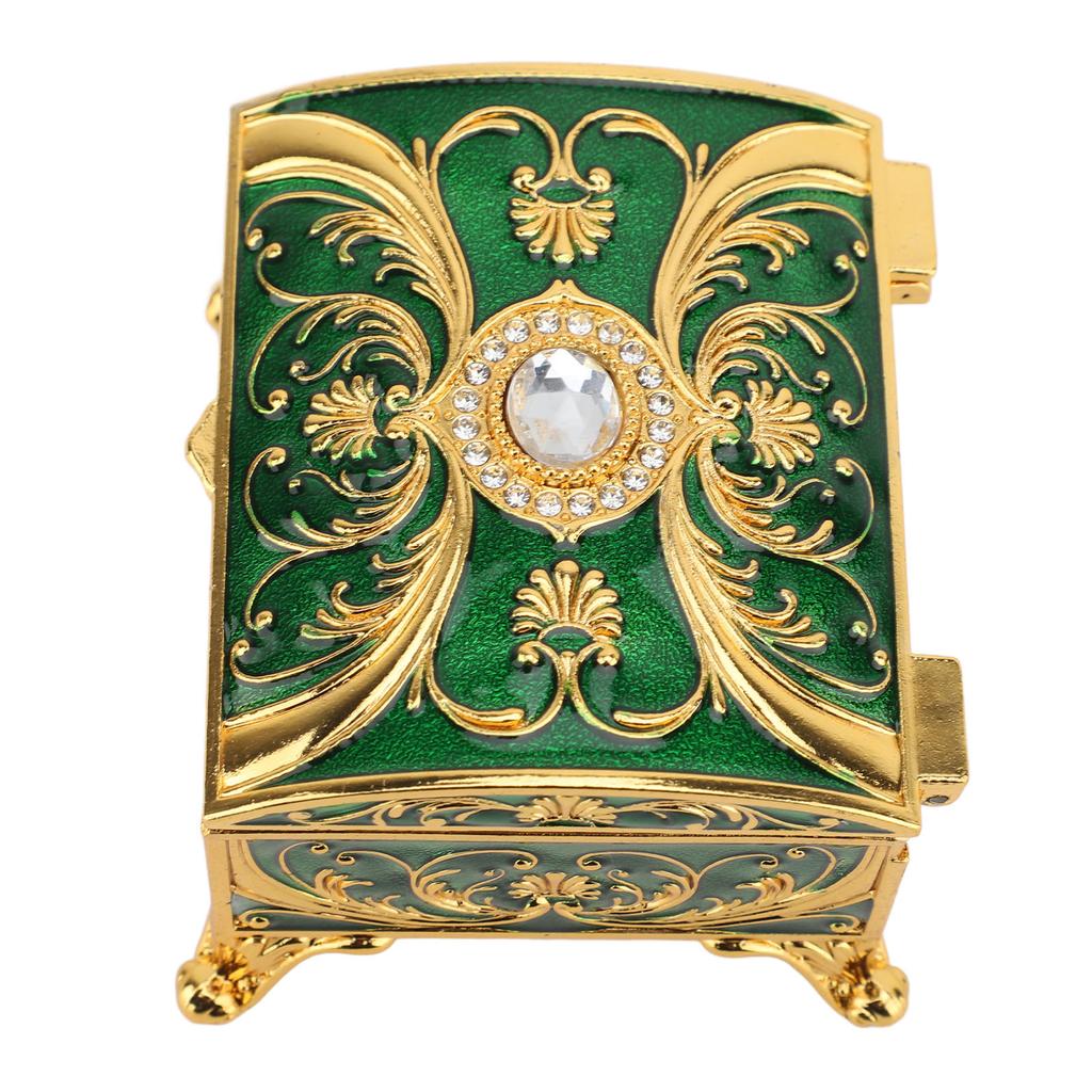 Vintage Emaille Schmuckschatulle   Rechteckige Form   Innenfutter Schmuckaufbewahrungsbox für Mädchen