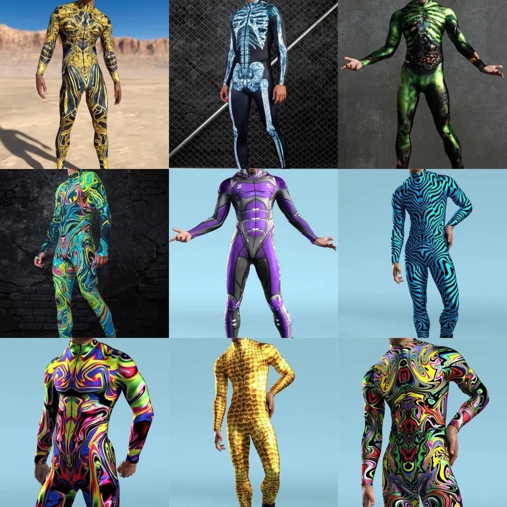 

3D цифровий друк сценічних костюмів для дорослих Хелловін події карнавал тематична вечірка косплей костюм гральний костюм комбінезон Adults XXXXL