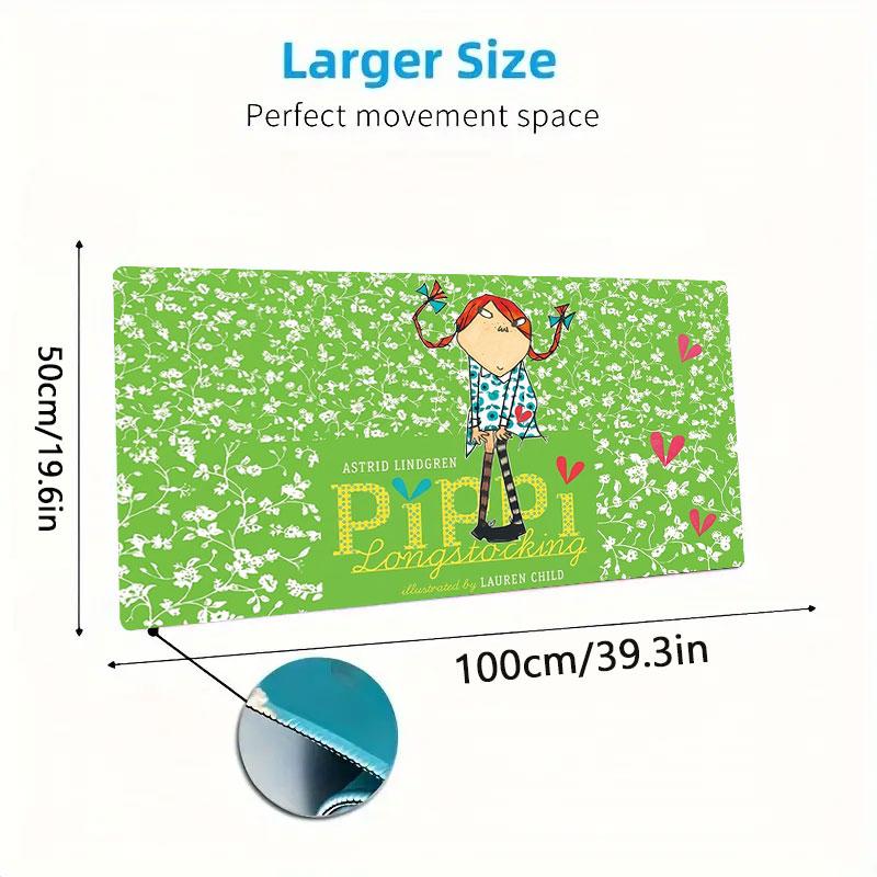 Pippi Longstocking Large Size Mouse Pad Large Gaming Table Cushion Non-slip Laptop Tablet Big Mousepad XXL Mat Mini PC Playmat With Lock Edge