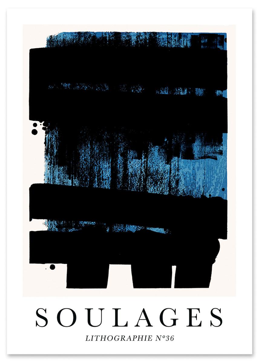 

Plakat abstrakcja soulages czarny niebieski 30x40 cm