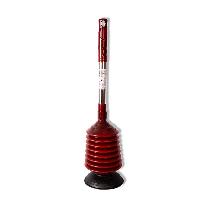 Household Toilet Plunger with Stainless Steel Rod and Large Rubber Suction Cup. бордовый