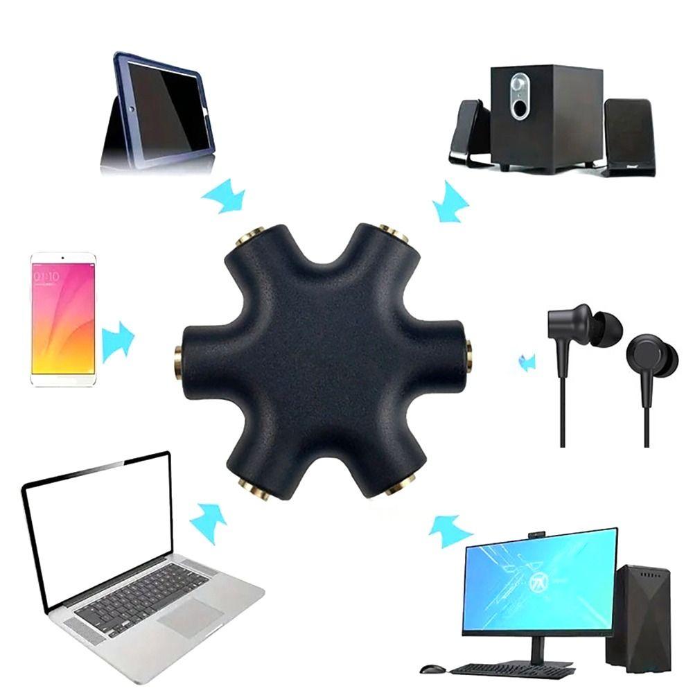 1Pcs 1 Male To 5 Female 3.5mm Audio Headphone Splitter  Portable Audio Accessory