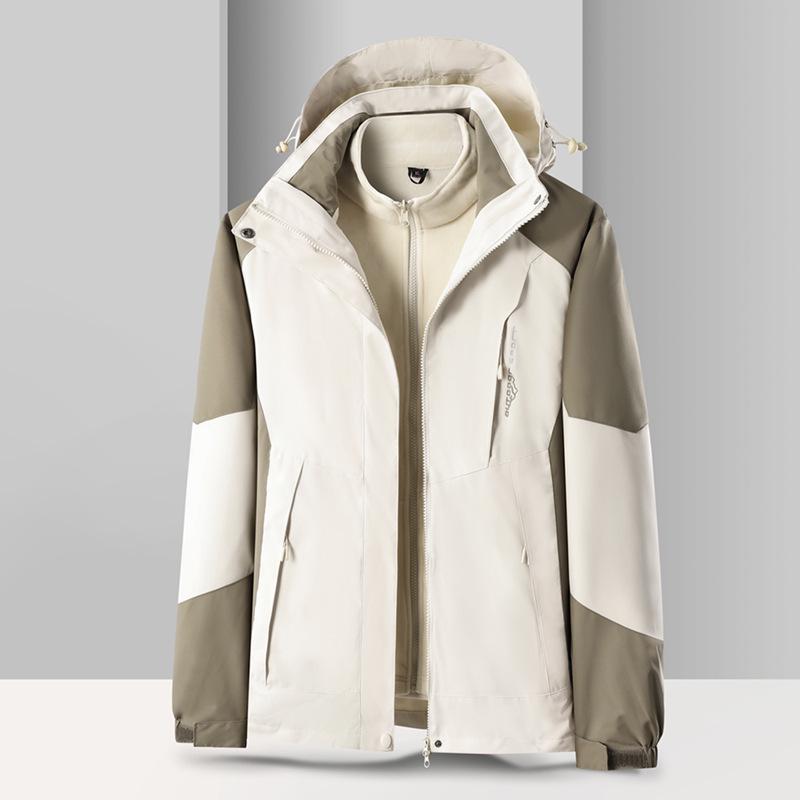 Unisex 3-in-1 Fleece-Lined Jacket Set, Detachable and Customizable with Logo