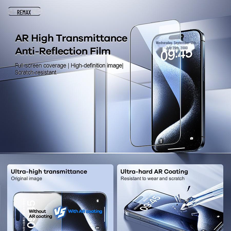 REMAX AR Entspiegeltes HD Panzerglas für iPhone 15 - Kratz- & Sturzsicherer Telefonschutz