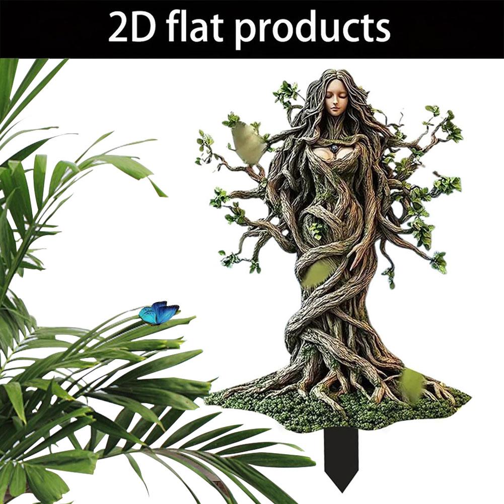 2D Waldgartenpfahl Sitzender Elf Pfahl Stehender Baum Elf Pfahl für Rasen Dekorative Garten