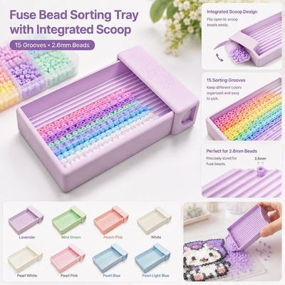 Plastic Fuse Bead Tray Grooved Bead Aligner Tray New Fuse Beads Crafting Tray  For DIY Crafting
