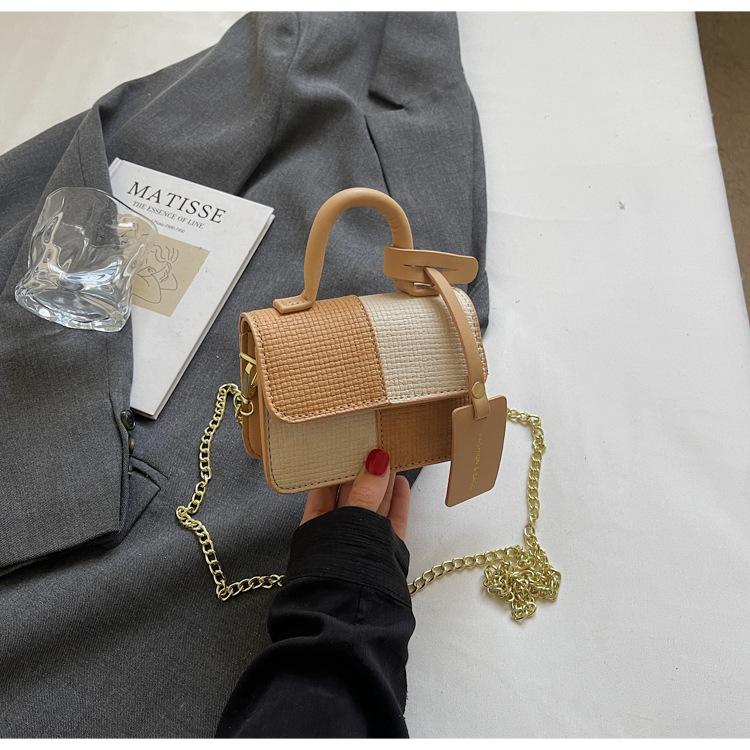 Ретро модная сумка с цветными блоками женская новая простая личностная маленькая квадратная сумка сумка через плечо