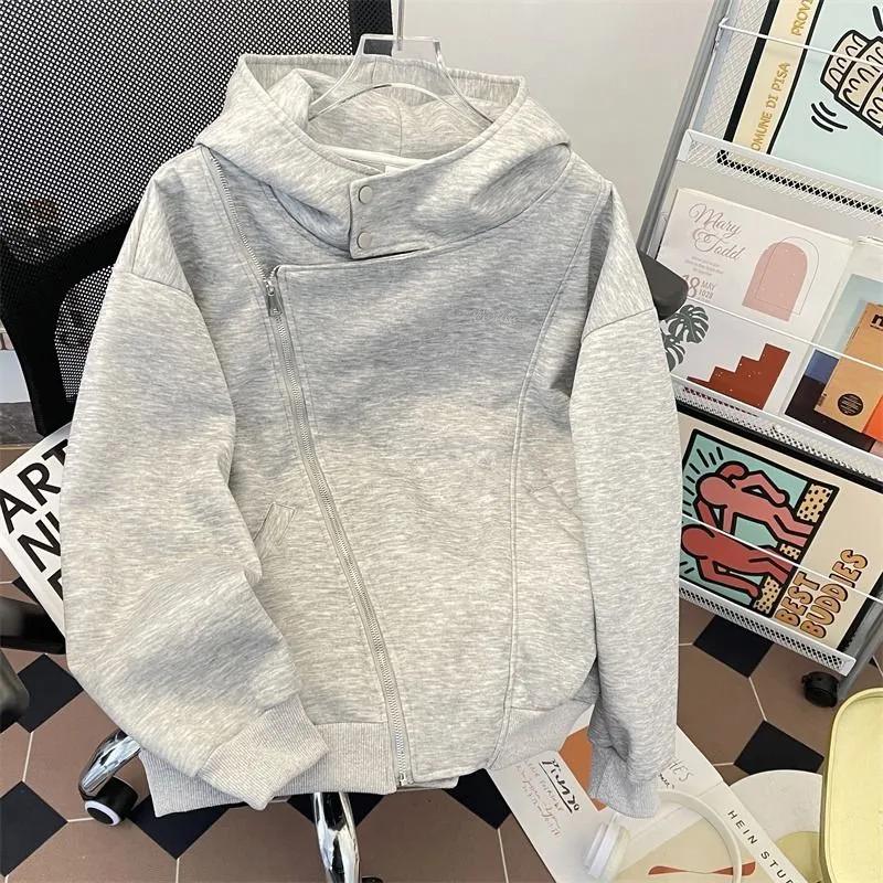 Doppelreißverschluss Strickjacke Sweatshirt Herren Frühling Herbst Unregelmäßige Kapuze Trendig Street Sport