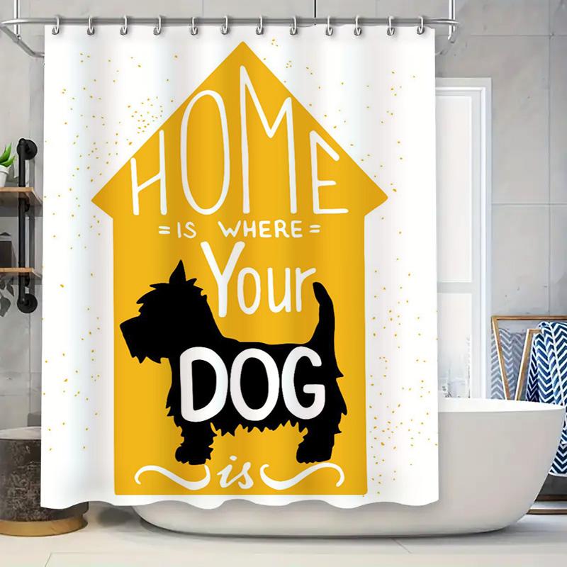 

Welcome Home Your Pet Dog Shower Curtain Decorative Waterproof Bath Mat For Bathroom Decor Modern Animal Print Kitchen Decor Gif W60H190(CM)-1 Pcs