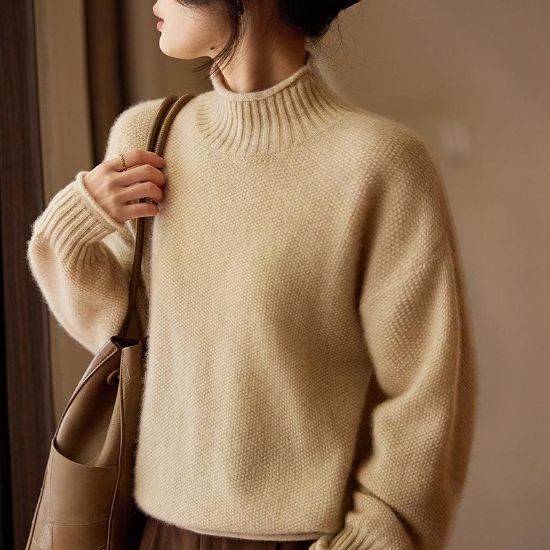 Women's Cashmere Sweater Qinghe Cashmere 30% Cashmere 70% Wool Autumn and Winter Pullover Warm and Fashionable