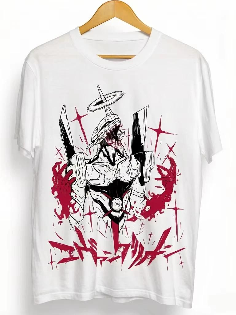 Anime Shirt Neon Genesis Evangelion Eva Unit 01 Japanese Black T-shirt Short Sleeve Men's Clothing Women 2026 Summer Cotton Tee