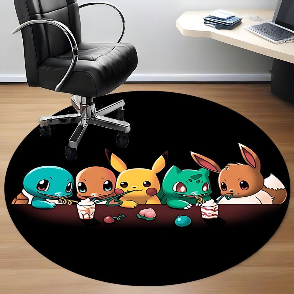 1pc Pokémon Friends Office Round Area Rug, Under Office Chairs Bedroom Living Room Home Decor  A1022239