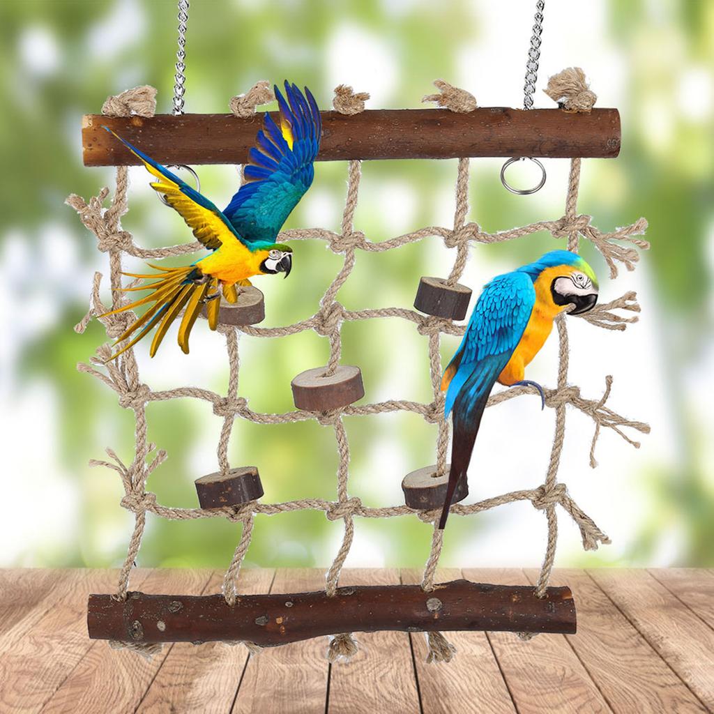 1Pc Cage Bird Parrot Toys Hemp Rope Climbing Ladder Birds Natural Interesting Sewing Toy