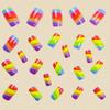 24 Pcs Medium Square False Nail Stripes Press On Nail Rainbow Acrylic Nail Glossy Full Cover Stick on Nail for Woman