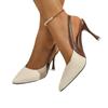 Women's Two-Tone Pointed Toe Slingback Stiletto Pumps with Ankle Buckle for Party Evening Wear