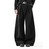 Premium American pleated pendant wide-leg pants trendy brand casual scimitar pants men's and women's commuting loose black pants