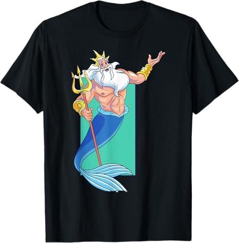 The Little Mermaid King Triton Portrait Black TShirt S