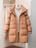 Women's 2025 Slimming Mid-Length Hooded Winter Down Jacket - White Duck Down, Thick, Fashionable, Petite Fit