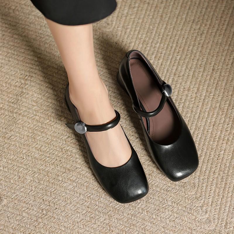 

Mary Jane shoes women s new retro low-heeled one-word strap single shoes with skirt temperament ladyshoes 40 чорний