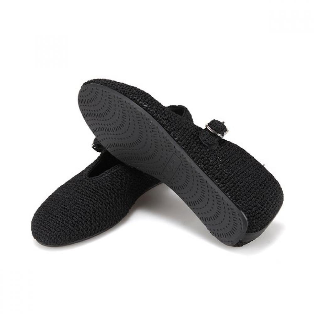 Barbara Handmade Knit Fabric Mary Jane Flat 0.5cm Bbj150bk
