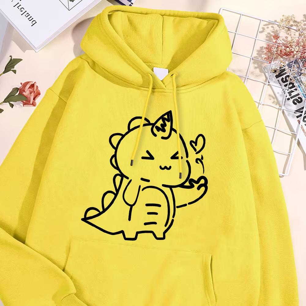 Little Dinosaur Cares More About You Than Anything Else Sweatshirt Male Fashion Fleece Hooded Autumn Crewneck Hoodies Casual