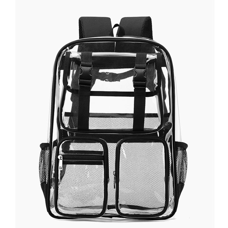 New Clear Double Shoulder Large Capacity Waterproof PVC Outdoor Backpack for Students