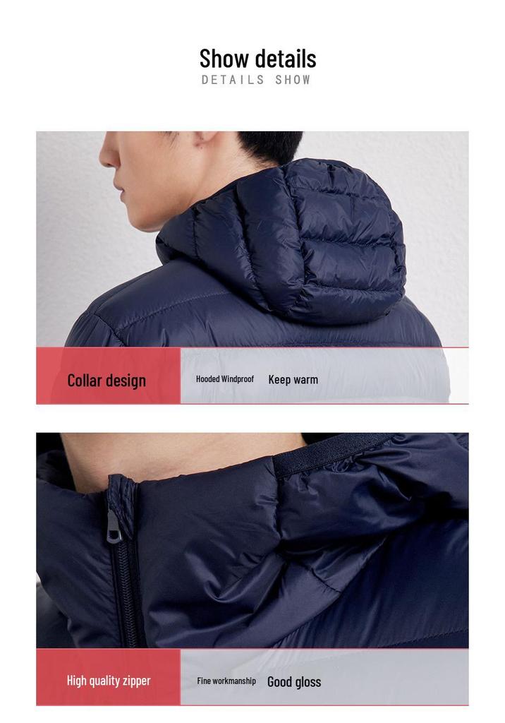 Men's Korean Style Hooded Lightweight Down Jacket - 90% Down, Casual Plus Size Outerwear