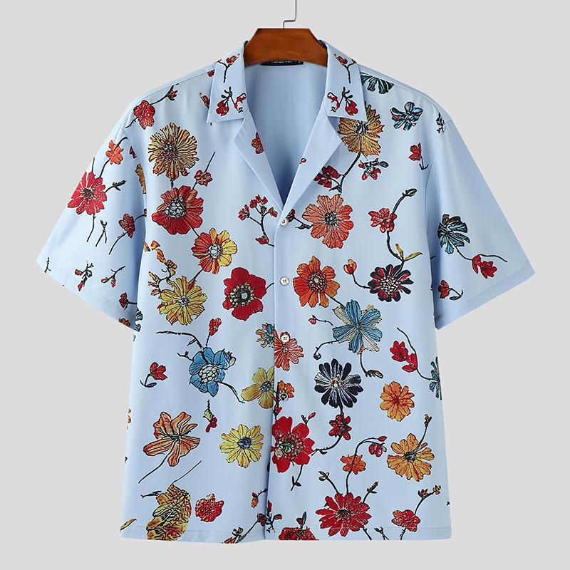 

INCERUN S-XXXXXL Summer Men Short Sleeve Floral Print Casual Hawaiian Shirts