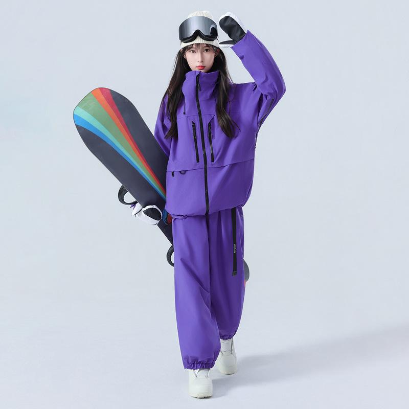 Ski Suit for Women and Men Outdoor Winter Warm Snowboard Suit Waterproof Windproof Skiing Jackets and Pants Set Unisex Breathable Insulated Snow Suit