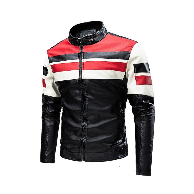 

Мужская кожаная куртка Новая Осень и Зима Сшитая Красивая Мотоциклетная кожаная куртка Большого размера Кожаная куртка Одежда для полных мужчин M