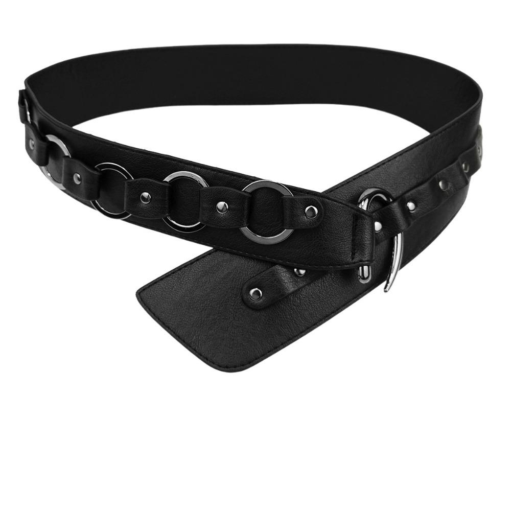 

Faux Leather Punk Belt Versatile Chain Belt New Adjustable Waistband Festival чёрный