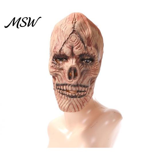 Creepy Horror Masque Scary Halloween Masque, Full Face Latex Skull for Costume, Cosplay Party, Haunted House Prop Detailed Cracked