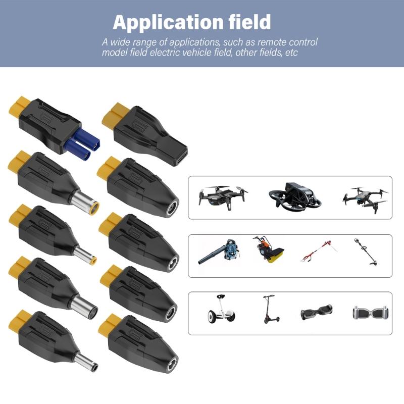XT60 Female Conversion Head Convert To Type C and Multiple DC5521 5525 7909 Connectors Adapter for UAV Laptops