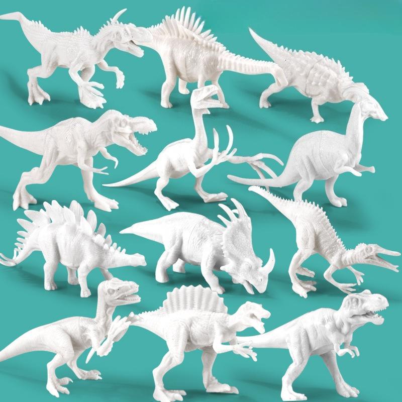 Paint Your Own Dinosaur Kit 8 White Blank Models with Paints Creative DIY Toy for Kids Fun Arts Crafts Educational Gift