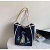 2025 Autumn Embroidered Nylon Tote: Large Capacity Fashion Shoulder Bag for Shopping & Commuting