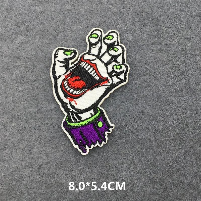 Embroidered Patches On Clothes Punk Patches For Clothing Diy Skull Stripes Stickers Cartoon Patches Appliques Badges