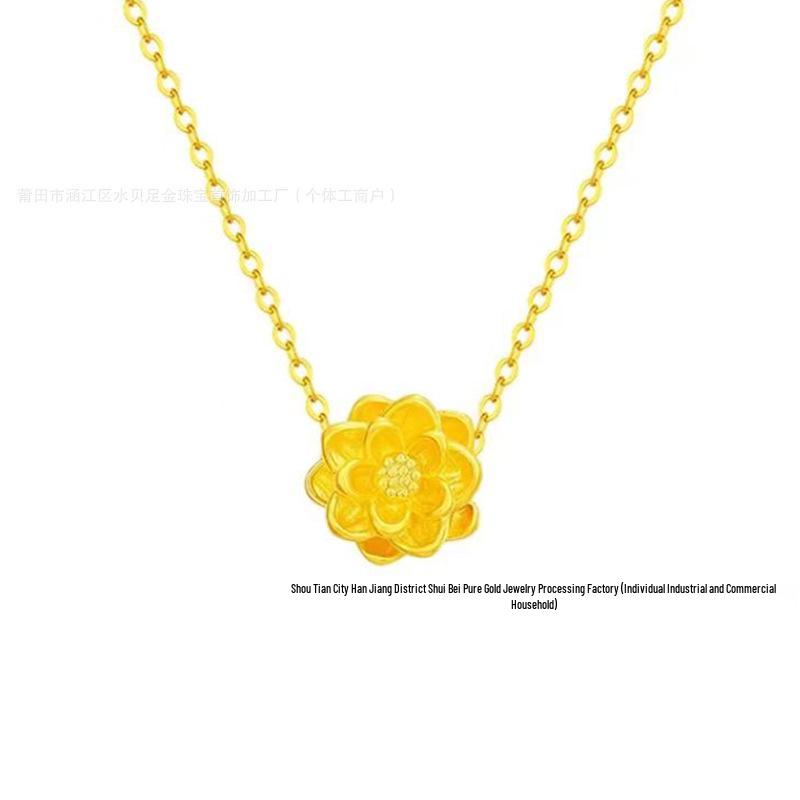 Golden Heart 999 Gold Pendant Necklace - Perfect Qixi Valentine's Day Gift for Her