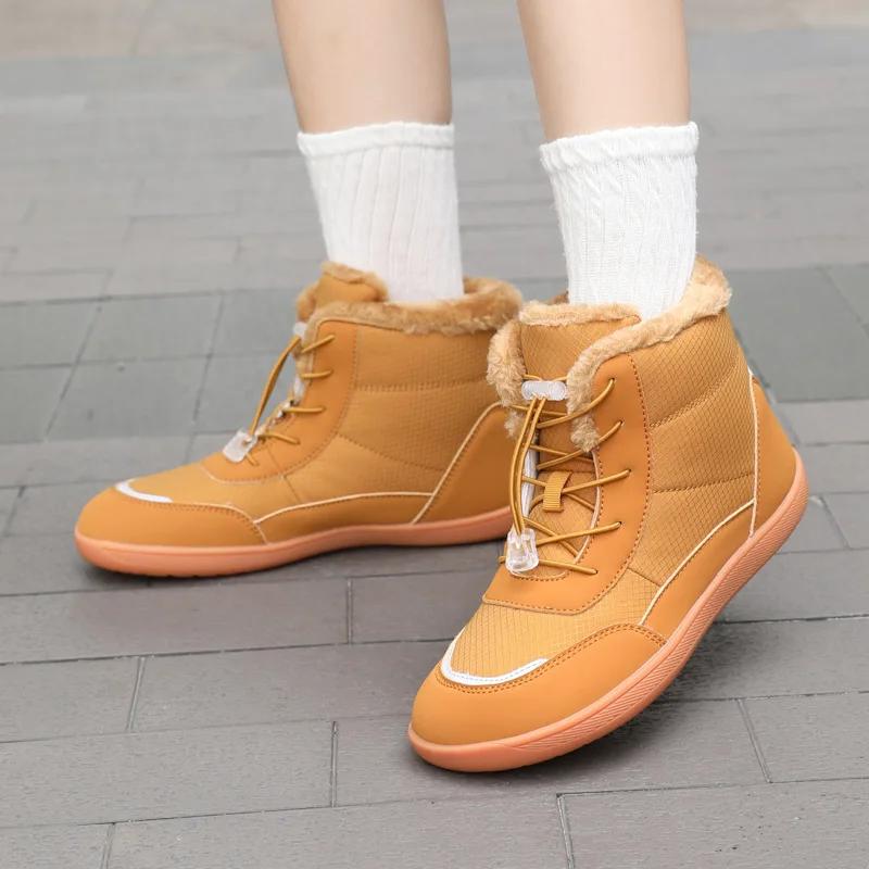 Fashion Women's Winter Snow Boots Fur Lined Barefoot Boots Wide Toe Box Ankle Booties Walking Boots Outdoor With Plush Cotton Shoes