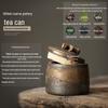 Gilded Ceramic Tea Storage Jar for Pu'er and White Tea - Small Retro Chinese Design