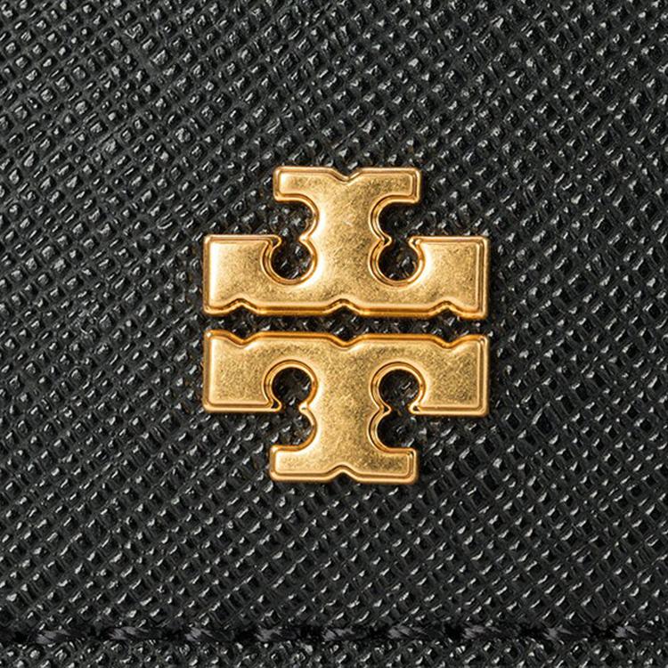 Tory Burch Emerson Metal Logo Chain Shoulder Strap Small Leather And Leather Crossbody Bag Women crossbody bag Black 136093-001