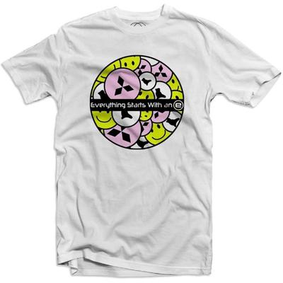 Alles beginnt mit einem E Acid House Tanzmusik Rave DJ Herren T-Shirt, Weiß, X-Large