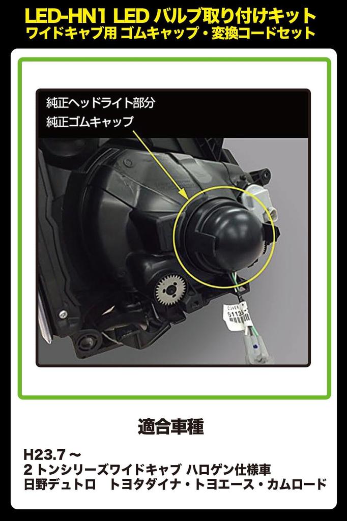 IPF LED Headlight H4 24V Mounting Kit for Wide Includes Rubber Cap and Harness Cab, (LED-HN1)