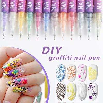 Professionelle Nail Art Stifte 12 Farben Set oder Einzelne Farben 0,5 mm Feine Spitze für DIY Gel Nägel