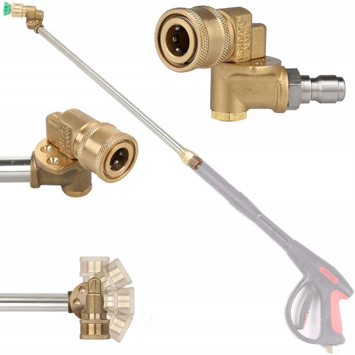 Rosfix Adapter Obrotowy 1/4   do Myjki Ciśnieniowej – Szybkozłącze z Miedzi | Max Ciśnienie 4500 PSI | Regulowany Kąt Czyszczenia